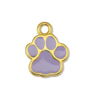 DQ European metal charms dog paw Lilac-Gold (nickel free)