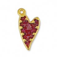DQ European metal charms heart Glitter Red-Gold (nickel free)