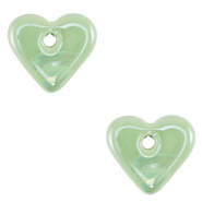 DQ greek ceramic beads Heart Light Green