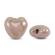 DQ greek ceramic beads Heart Pink-Brown