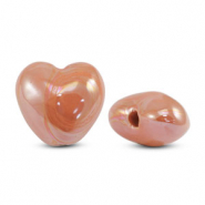 DQ greek ceramic beads Heart Orange