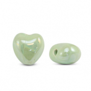 DQ greek ceramic beads Heart Light Green