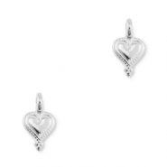 DQ European metal charms heart Antique Silver (Nickelfree)