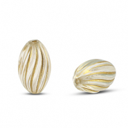 Acrylic beads oval with lines Transparent-Gold