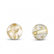 Acrylic beads round with stars Transparent-Gold
