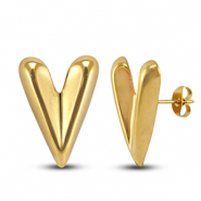 Stainless steel earrings / earpins heart Gold