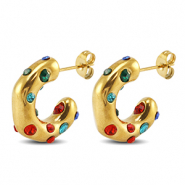 Stainless steel earrings / earpins Gold-Red-Blue-Green