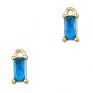 Crystal glass charms rectangle Blue-Gold