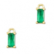Crystal glass charms rectangle Emerald Green-Gold