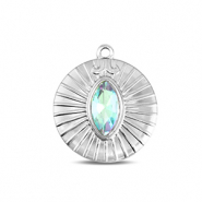 BY31® Stainless steel charms round Silver-Aqua