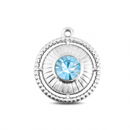 BY31® Stainless steel charms round with ring Silver-Aqua
