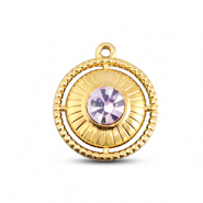 BY31® Stainless steel charms round with ring Gold-Light Lilac