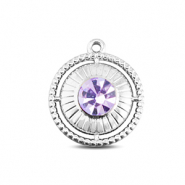 BY31® Stainless steel charms round with ring Silver-Light Lilac