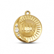 BY31® Stainless steel charms round with 11:11 Gold