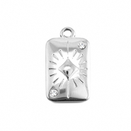 BY31® Stainless steel charms card diamond Silver