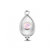 BY31® Stainless steel charms drop Silver-Soft Pink Opal