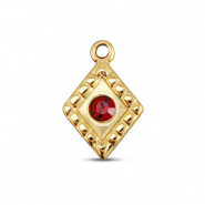 BY31® Stainless steel charms rhombus Gold-Ruby Red