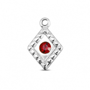 BY31® Stainless steel charms rhombus Silver-Ruby Red