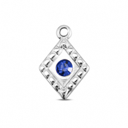 BY31® Stainless steel charms rhombus Silver-Sapphire Blue