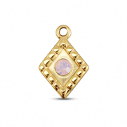 BY31® Stainless steel charms rhombus Gold-Soft Pink Opal