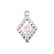 BY31® Stainless steel charms rhombus Silver-Soft Pink Opal