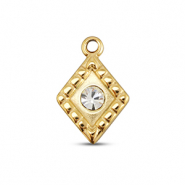 BY31® Stainless steel charms rhombus Gold-Crystal