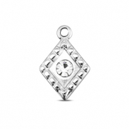 BY31® Stainless steel charms rhombus Silver-Crystal