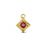 BY31® Stainless steel charms rhombus Gold-Ruby Red
