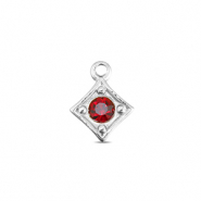 BY31® Stainless steel charms rhombus Silver-Ruby Red