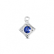 BY31® Stainless steel charms rhombus Silver-Sapphire Blue
