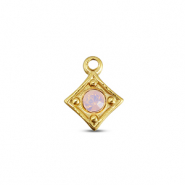 BY31® Stainless steel charms rhombus Gold-Soft Pink Opal