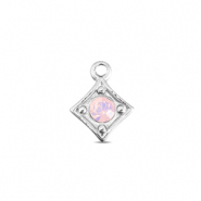 BY31® Stainless steel charms rhombus Silver-Soft Pink Opal