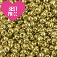 Glass seed beads 6/0 (4mm) Metallic Shine Yellow Gold