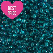 Glass seed beads 8/0 (3mm) Transparent Petrol Blue