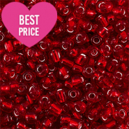Glass seed beads 8/0 (3mm) Silverlined Dark Red