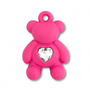 Statement charms bear with heart Fuchsia