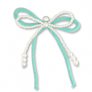 Statement charms double bow White-Mint Green
