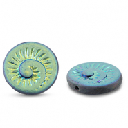 Czech Beads fossil shell 18mm Mixed Blue-AB Coating