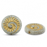 Czech Beads fossil shell 18mm Grey-Gold