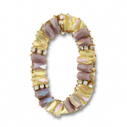 Top faceted charms oval Lila-Transparent-Gold