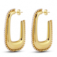 Stainless steel earrings / earpins oval Gold