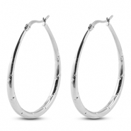 Stainless steel earrings / creoles oval Silver