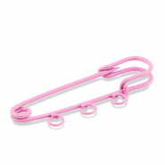 Colourful jewellery findings ornamental pin with 3 loops Pink
