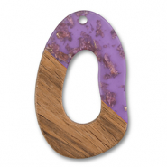 Wooden pendants irregular Purple Transparent-Gold-Brown
