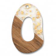 Wooden pendants irregular Transparent-Gold-Brown