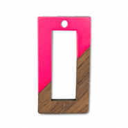 Wooden pendants rectangle Neon Pink-Brown