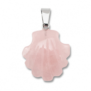 Natural stone charms rose quartz shell Pink