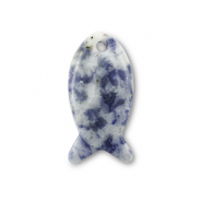 Natural stone charms sodalite and microcline fish Blue-White