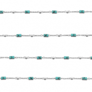 Stainless steel findings belcher chain Howlite tube Silver-Turquoise