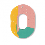 Polymer pendants oval Green-Pink-Ochre Yellow